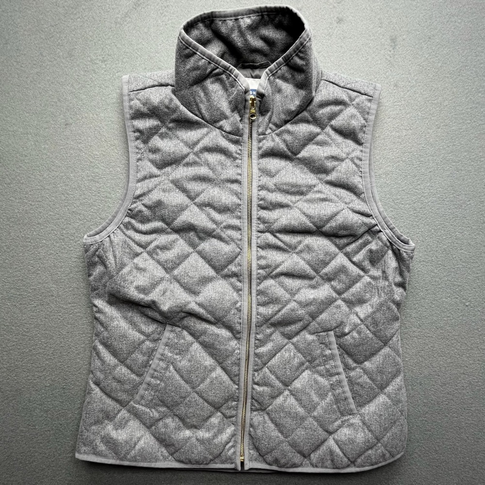 Old Navy Women Quilted Vest Gray Textured Puffer Zip Front Layering Size Medium